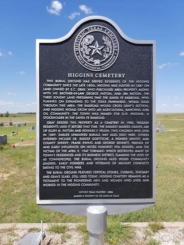 Higgins Cemetery Marker image. Click for full size.