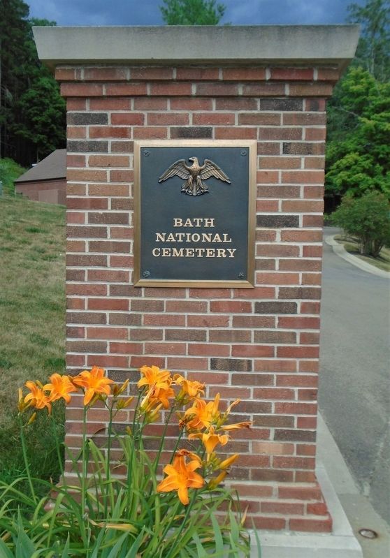Bath National Cemetery Entrance Sign image. Click for full size.