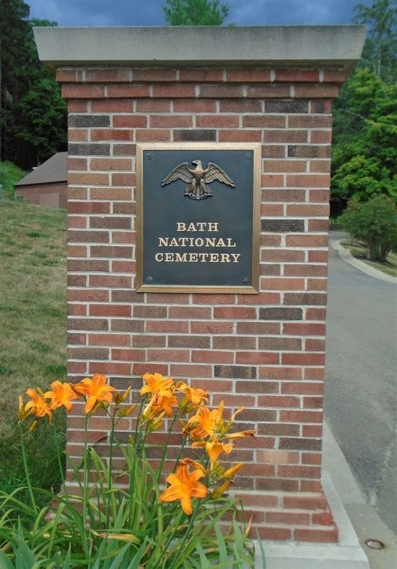 Bath National Cemetery Entrance Sign. Click for full size. Bath National Cemetery Entrance Sign image. Click for full size.
