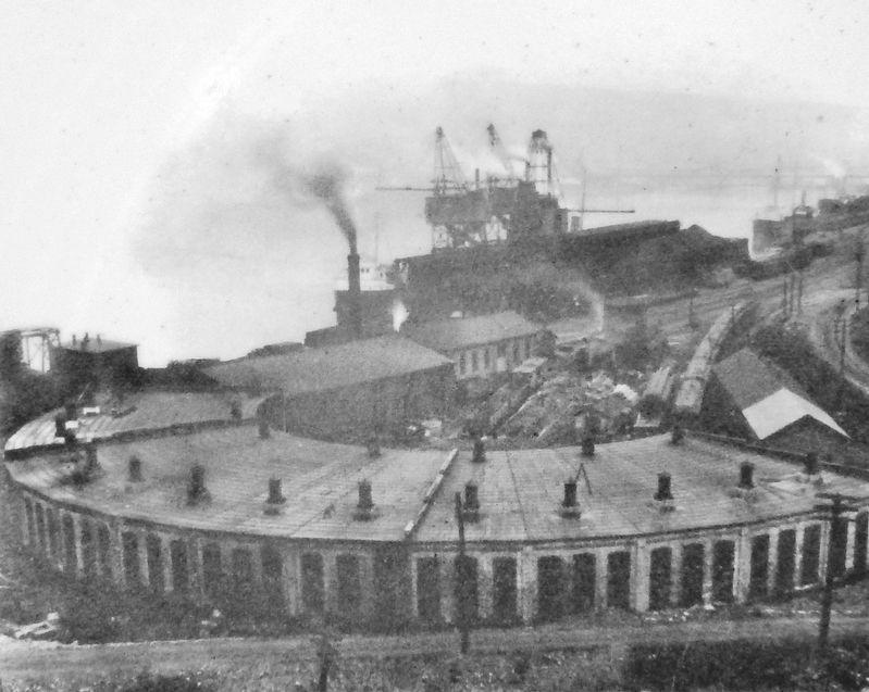Marker detail: Copper Range Roundhouse & Dock, c.1900 image. Click for full size.