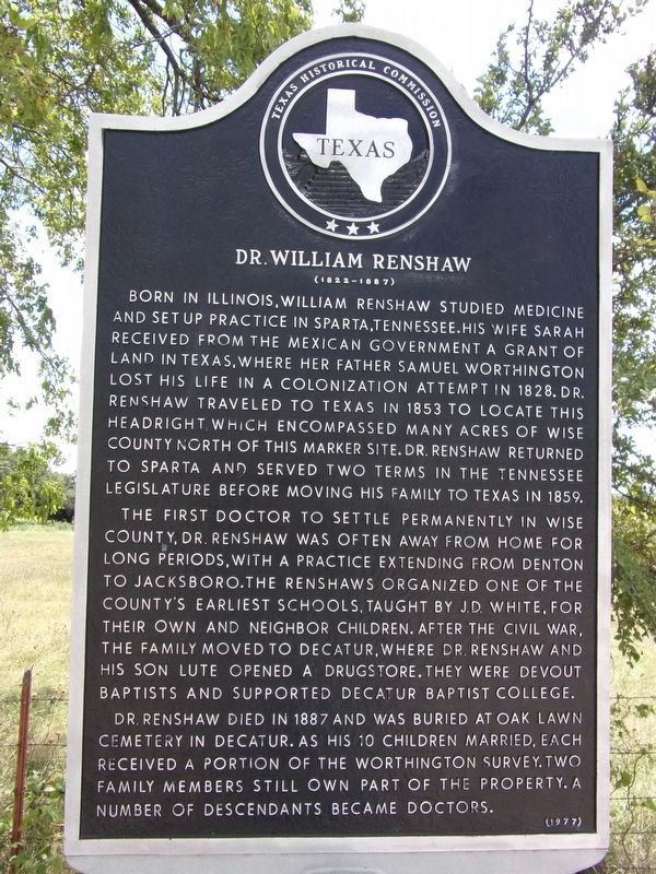Dr. William Renshaw Marker image. Click for full size.