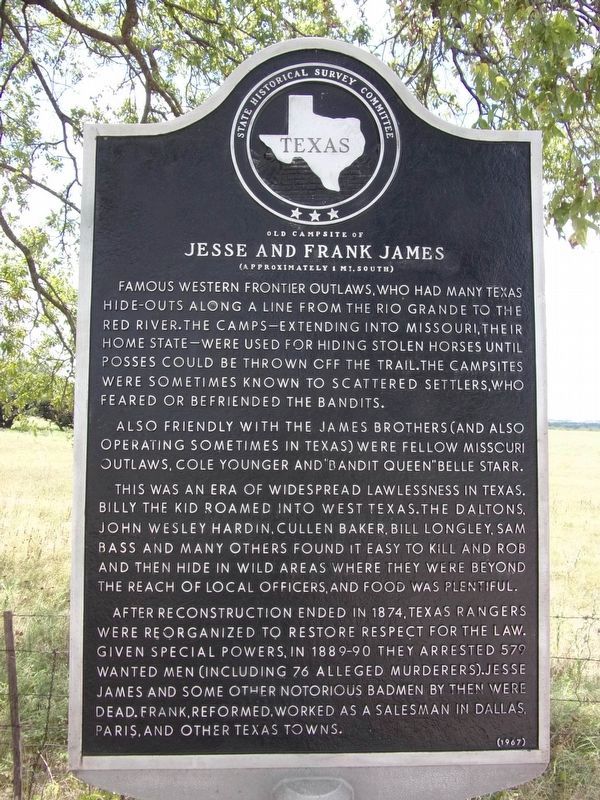 Old Campsite of Jesse and Frank James Marker image. Click for full size.