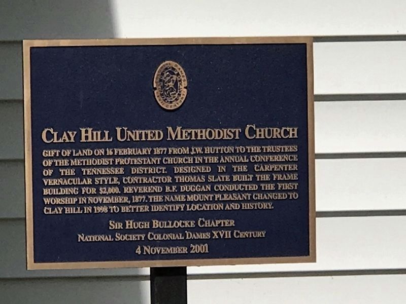 Clay Hill United Methodist Church Marker. Click for full size. Clay Hill United Methodist Church Marker image. Click for full size.