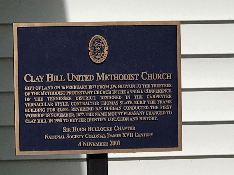 Clay Hill United Methodist Church Marker image. Click for full size.