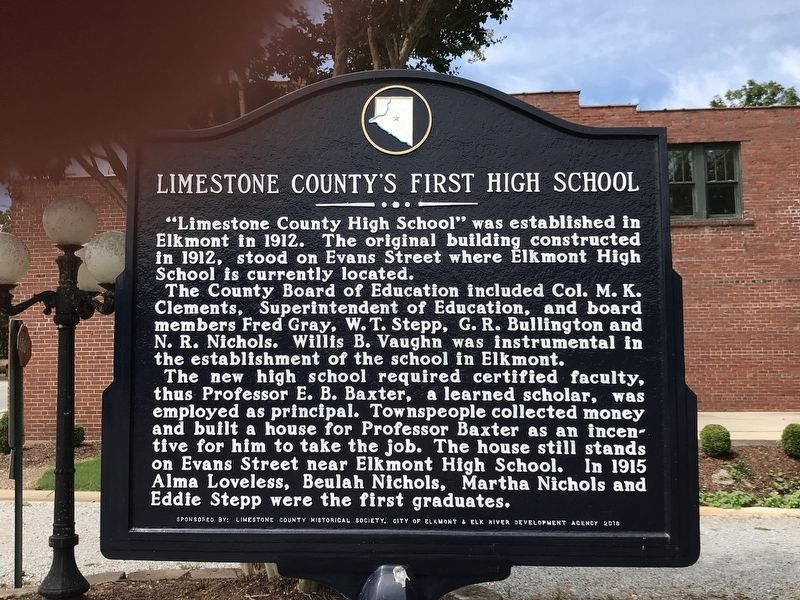 Limestone County's First High School Marker image. Click for full size.