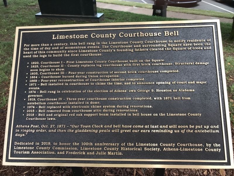 Limestone County Courthouse Bell Marker image. Click for full size.