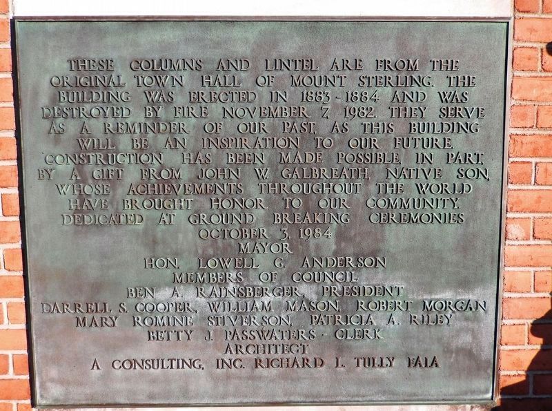 Mount Sterling Town Hall Marker image. Click for full size.