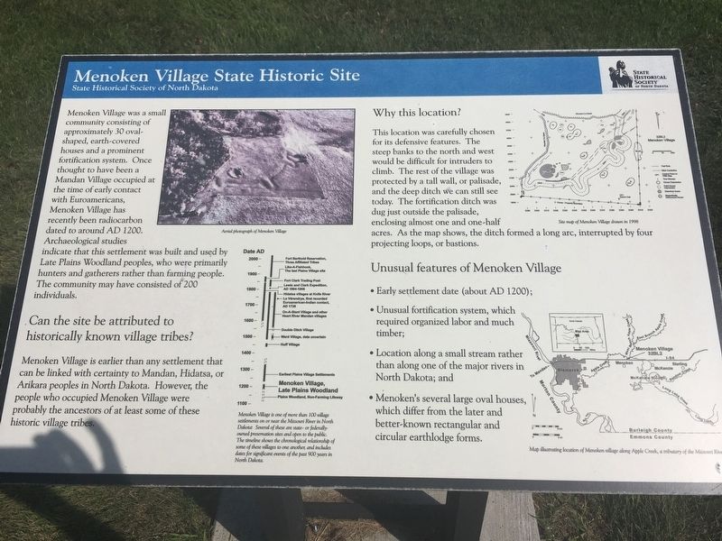 Menoken Village State Historic Site Marker image. Click for full size.