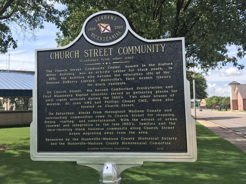 Church Street Community Marker (reverse) image. Click for full size.