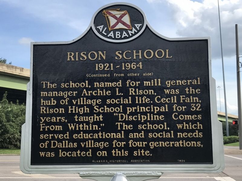 Dallas Mills and Village / Rison School Marker image. Click for full size.