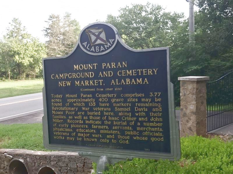 Mount Paran Campground and Cemetery Marker (reverse) image. Click for full size.