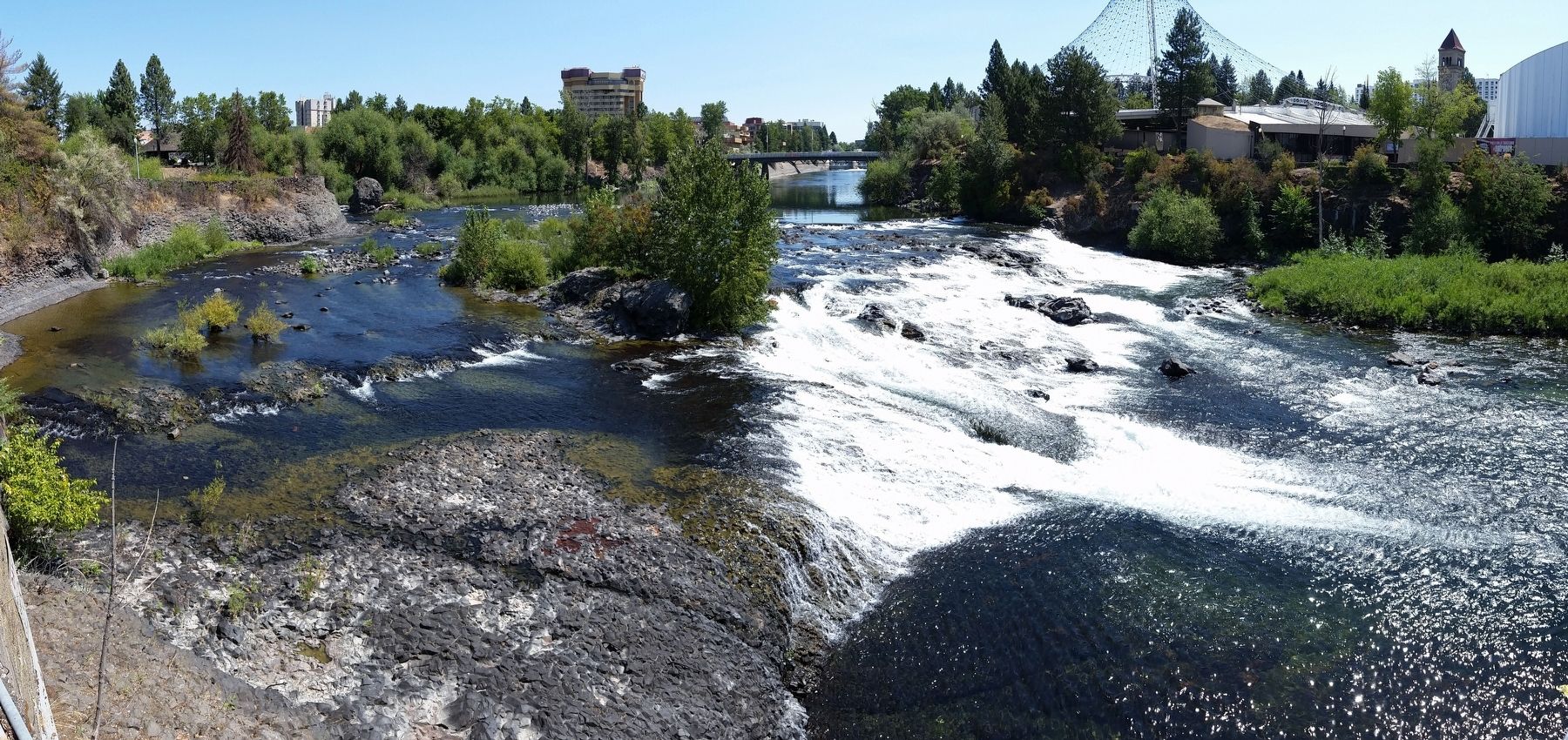 Spokane River (<i>looking east from Canada Island</i>). Click for full size. Spokane River (<i>looking east from Canada Island</i>) image. Click for full size.