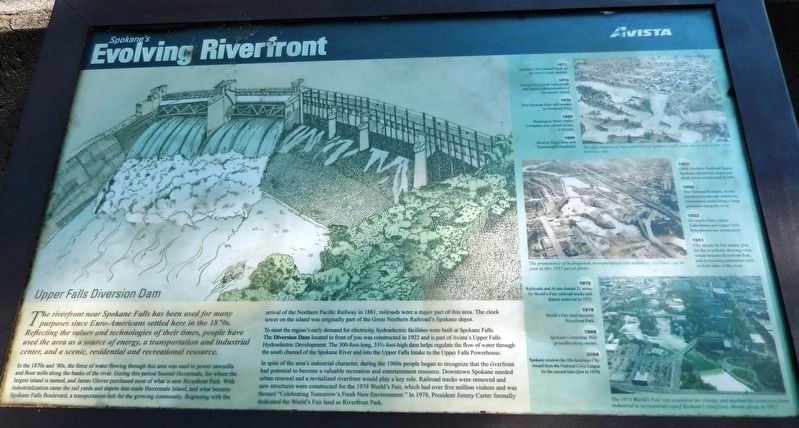 Spokane's Evolving Riverfront Marker image. Click for full size.