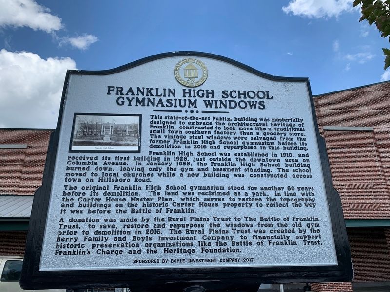 Franklin High School Gymnasium Windows Marker image. Click for full size.