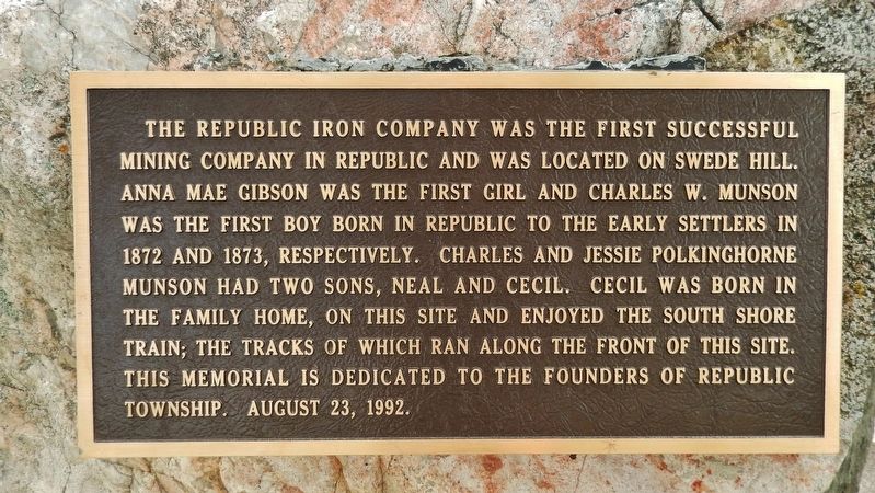 The Republic Iron Company Marker image. Click for full size.