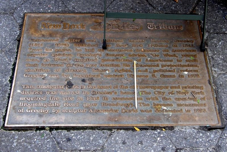 New York Tribune plaque image. Click for full size.