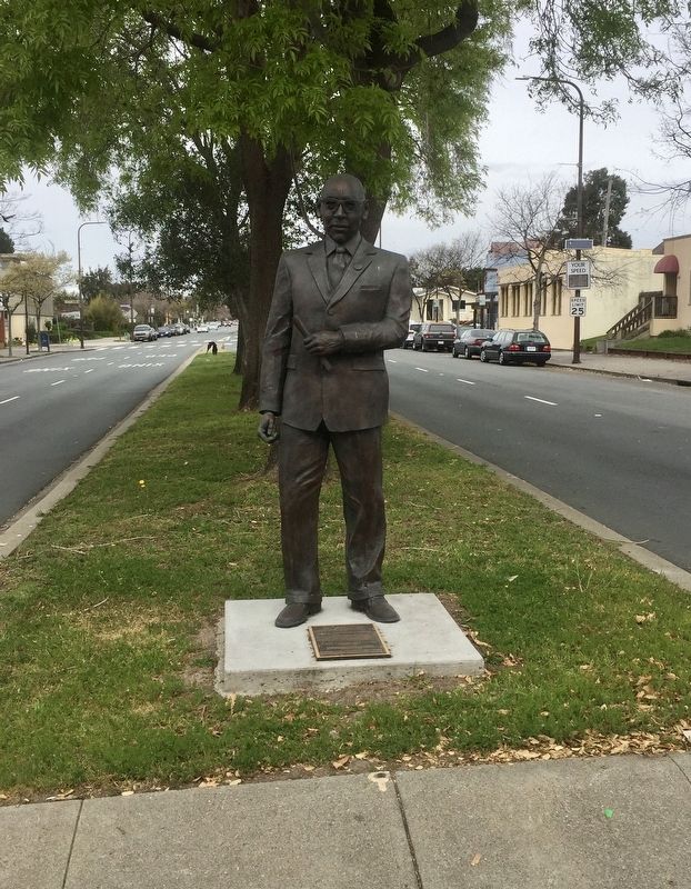William Byron Rumford Statue (located in the median, across the street from the marker) image. Click for full size.