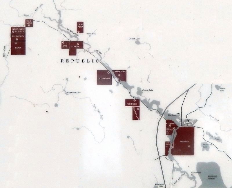 Marker detail: Republic Trough Iron Mines. Click for full size. Marker detail: Republic Trough Iron Mines image. Click for full size.