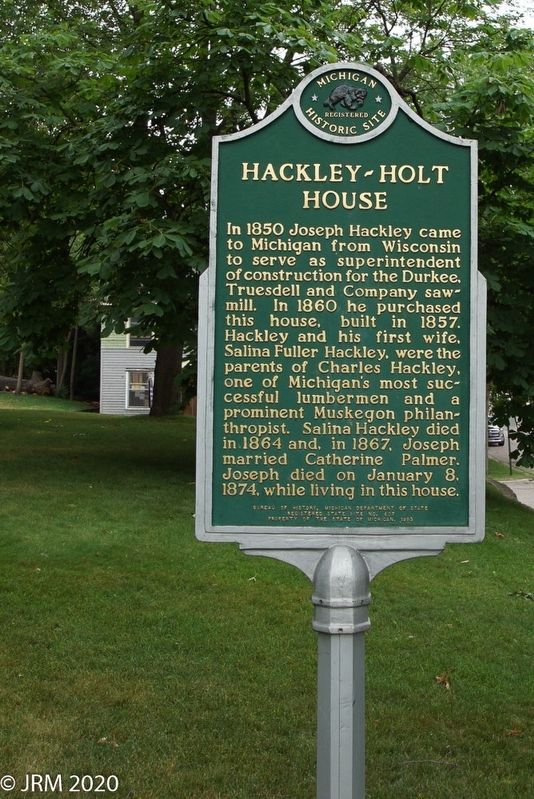 Hackley-Holt House Marker Obverse image. Click for full size.