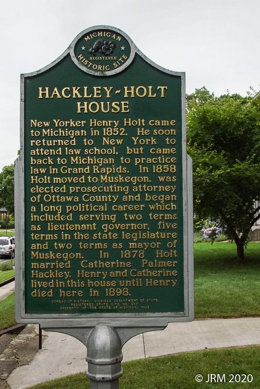 Hackley-Holt House Marker Reverse image. Click for full size.