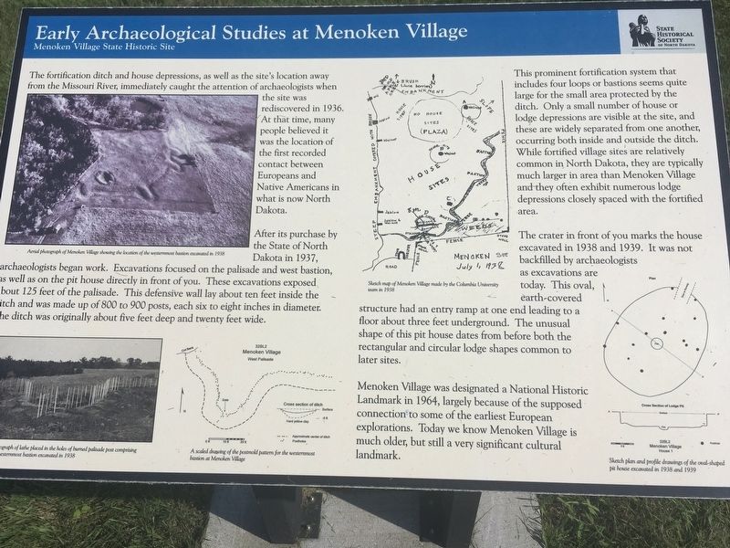 Early Archeological Studies At Menoken Village Marker image. Click for full size.