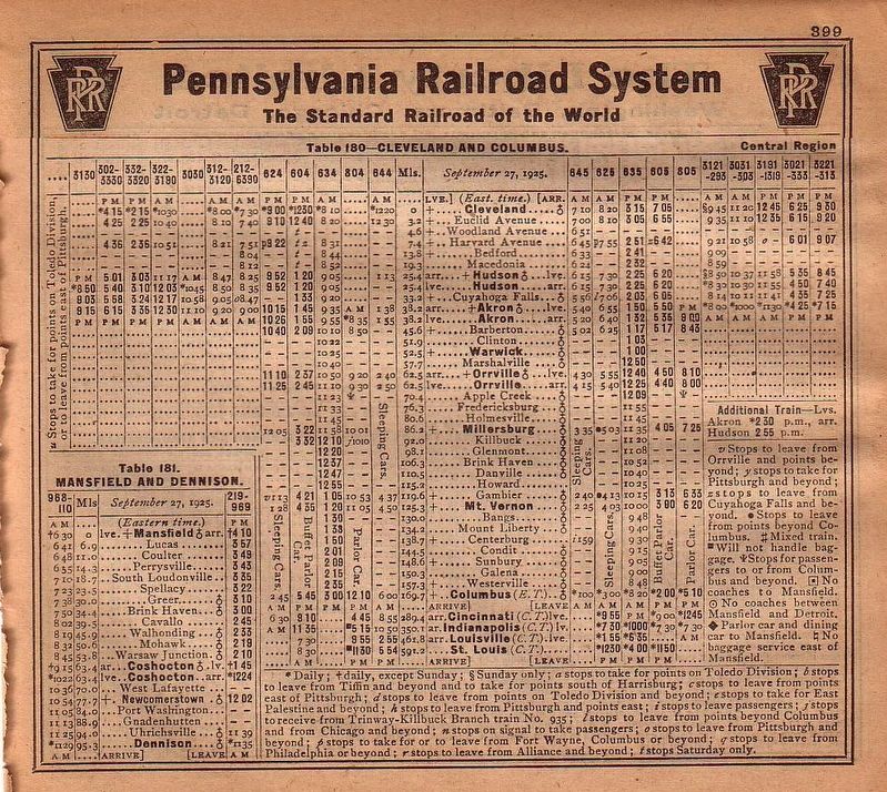1925 Pennsylvania Railroad Timetable. Click for full size. 1925 Pennsylvania Railroad Timetable image. Click for full size.
