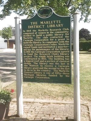 The Marlette District Library Marker image. Click for full size.