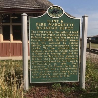 Flint and Pere Marquette Railroad Depot Marker image. Click for full size.