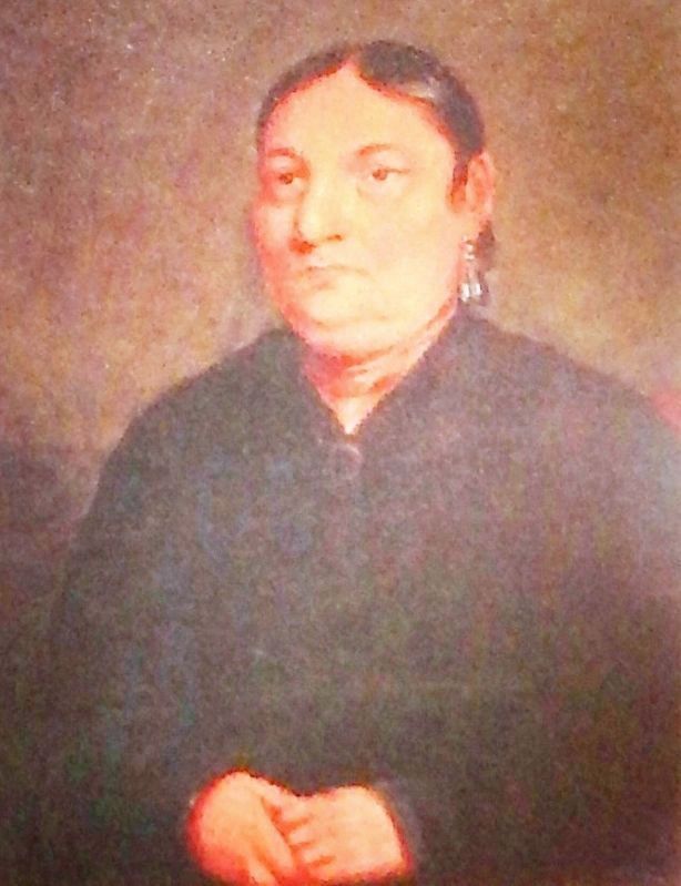 Marker detail: Ozhaguscodaywayquay (“Green Meadow Woman”) image. Click for full size.