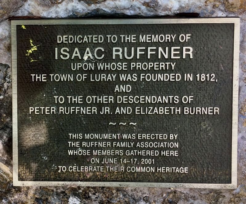 Memorial plaque for Isaac Ruffner image. Click for full size.