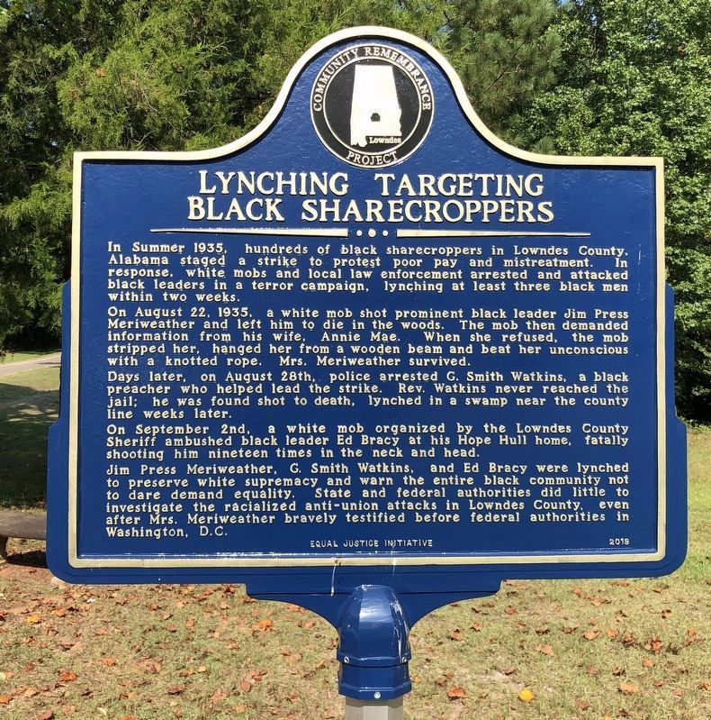 Lynching Targeting Black Sharecroppers marker image. Click for full size.