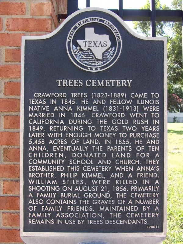 Trees Cemetery Marker image. Click for full size.