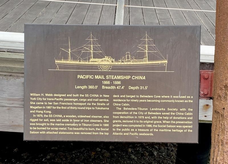 Pacific Mail Steamship <i>China</i> Marker image. Click for full size.