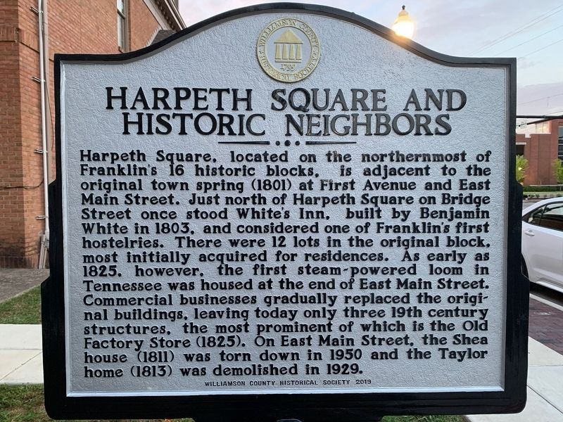 Harpeth Square Marker (reverse) image. Click for full size.