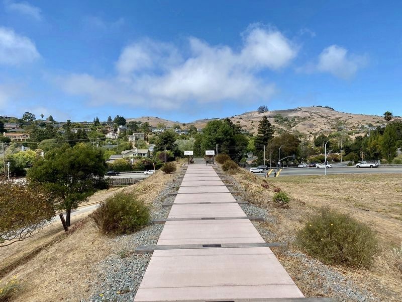 Tiburon's Railroad History Marker - wide view. Click for full size. Tiburon's Railroad History Marker - wide view image. Click for full size.