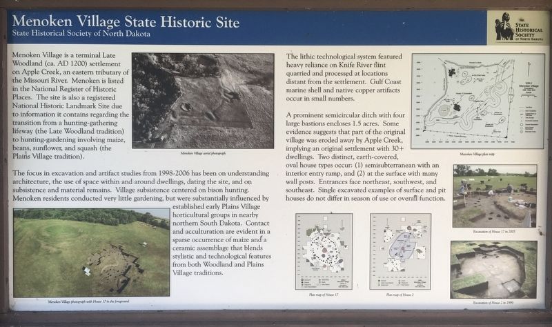 Menoken Village State Historic Site Marker image. Click for full size.