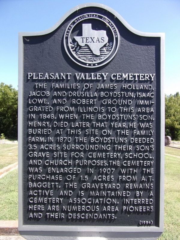 Pleasant Valley Cemetery Marker image. Click for full size.