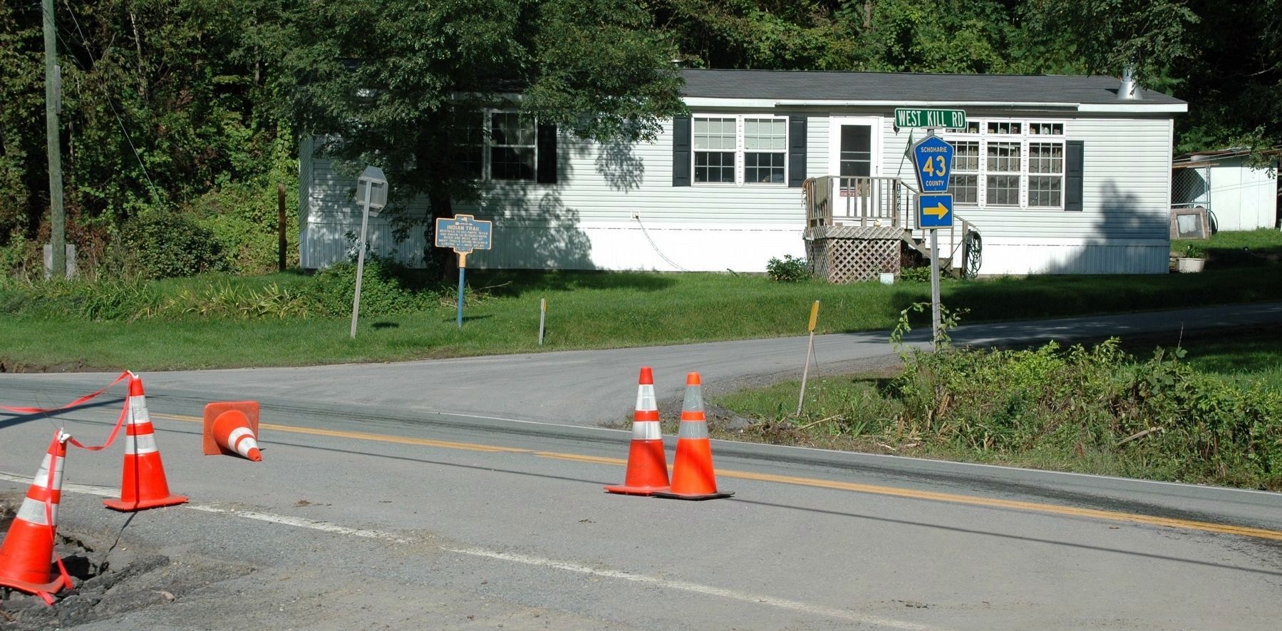 Indian Trail Marker at Route 30 and West Kill Road. Click for full size. Indian Trail Marker at Route 30 and West Kill Road image. Click for full size.