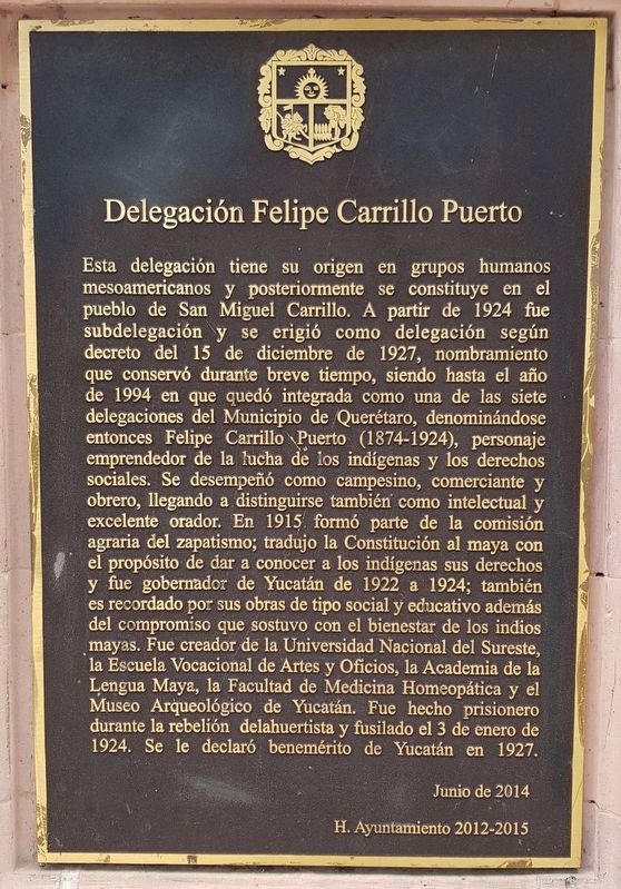 Delegacin Felipe Carrillo Puerto Marker image. Click for full size.