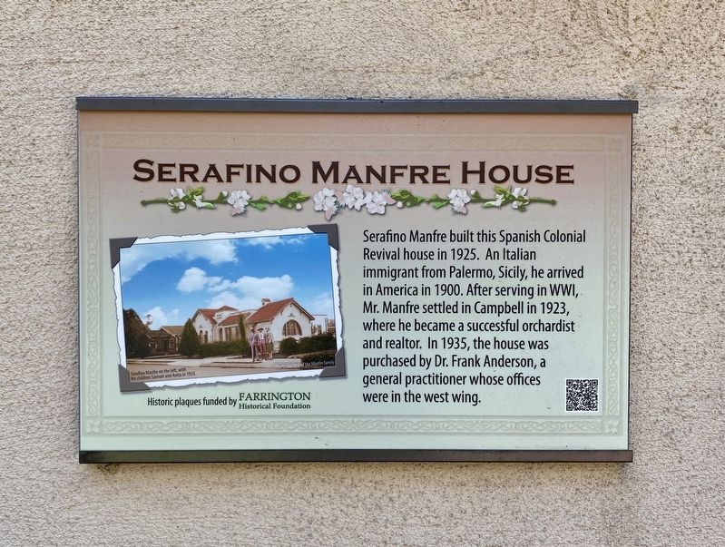 Serafino Manfre House Marker image. Click for full size.