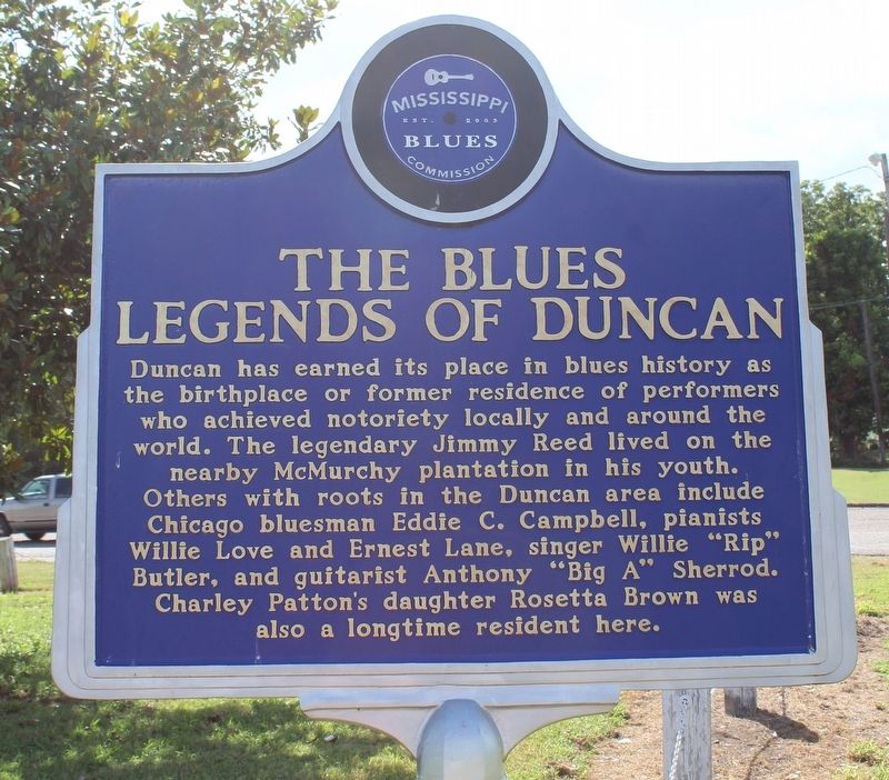 Blues Legends of Duncan Marker (Front). Click for full size. Blues Legends of Duncan Marker (Front) image. Click for full size.