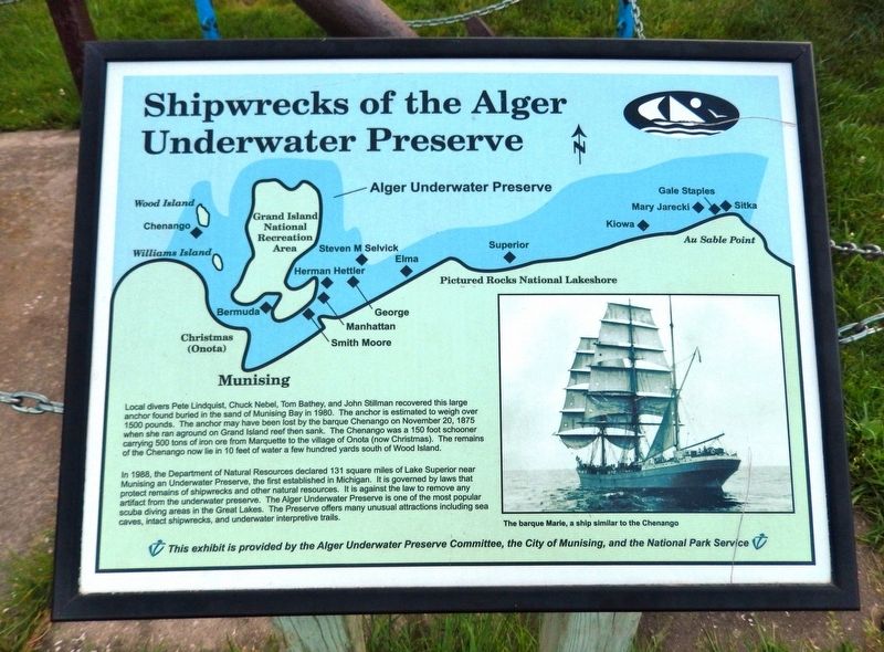 Shipwrecks of the Alger Underwater Preserve Marker. Click for full size. Shipwrecks of the Alger Underwater Preserve Marker image. Click for full size.