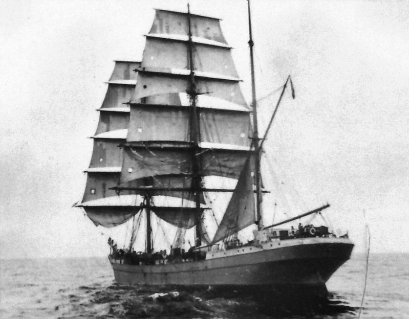 Marker detail: The barque <i>Marie</i>, a ship similar to the <i>Chenango</i> image. Click for full size.