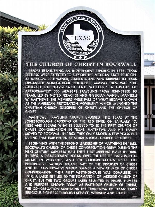 The Church of Christ in Rockwall Marker image. Click for full size.