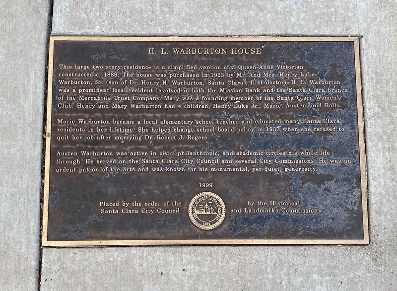 H.L. Warburton House Marker image. Click for full size.
