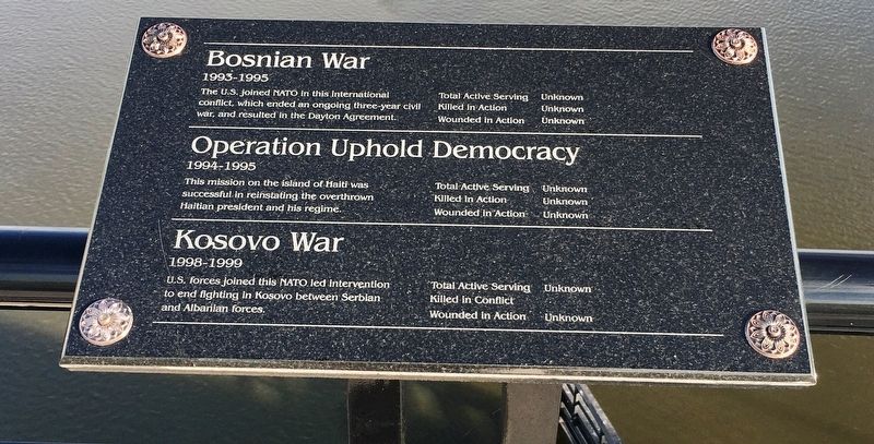 Bosnian War/Operation Uphold Democracy/ Kosovo War Marker image. Click for full size.
