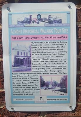 101 South Main Street—Almont Fountain Park Marker image. Click for full size.