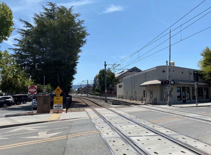 South Pacific Coast Railroad Marker - wide view. Click for full size. South Pacific Coast Railroad Marker - wide view image. Click for full size.