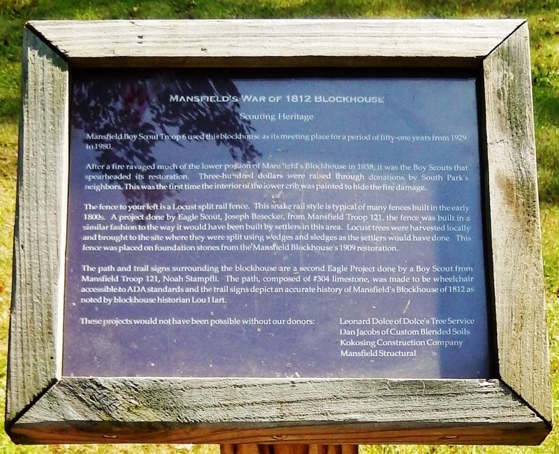 Mansfield's War of 1812 Blockhouse Marker image. Click for full size.