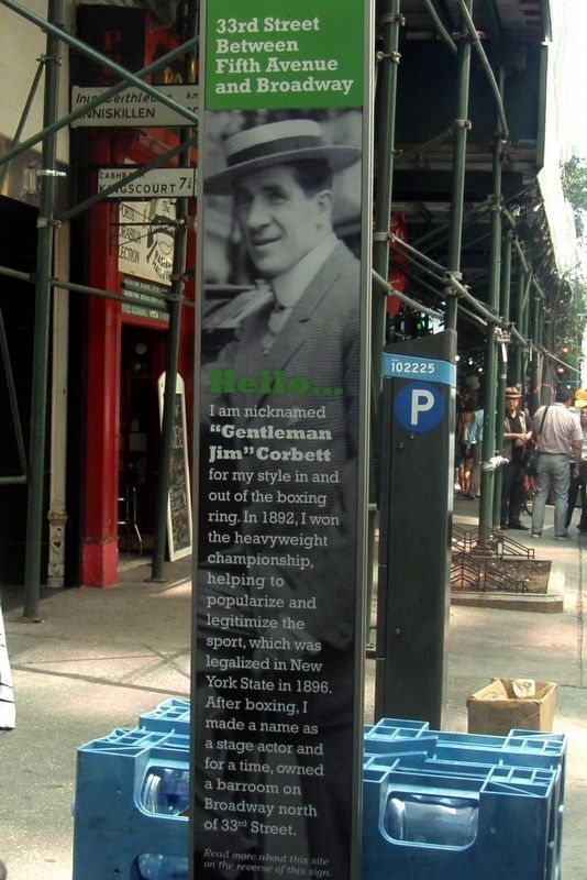 33rd Street Between Fifth Avenue and Broadway wayside, front detail. Click for full size. 33rd Street Between Fifth Avenue and Broadway wayside, front detail image. Click for full size.